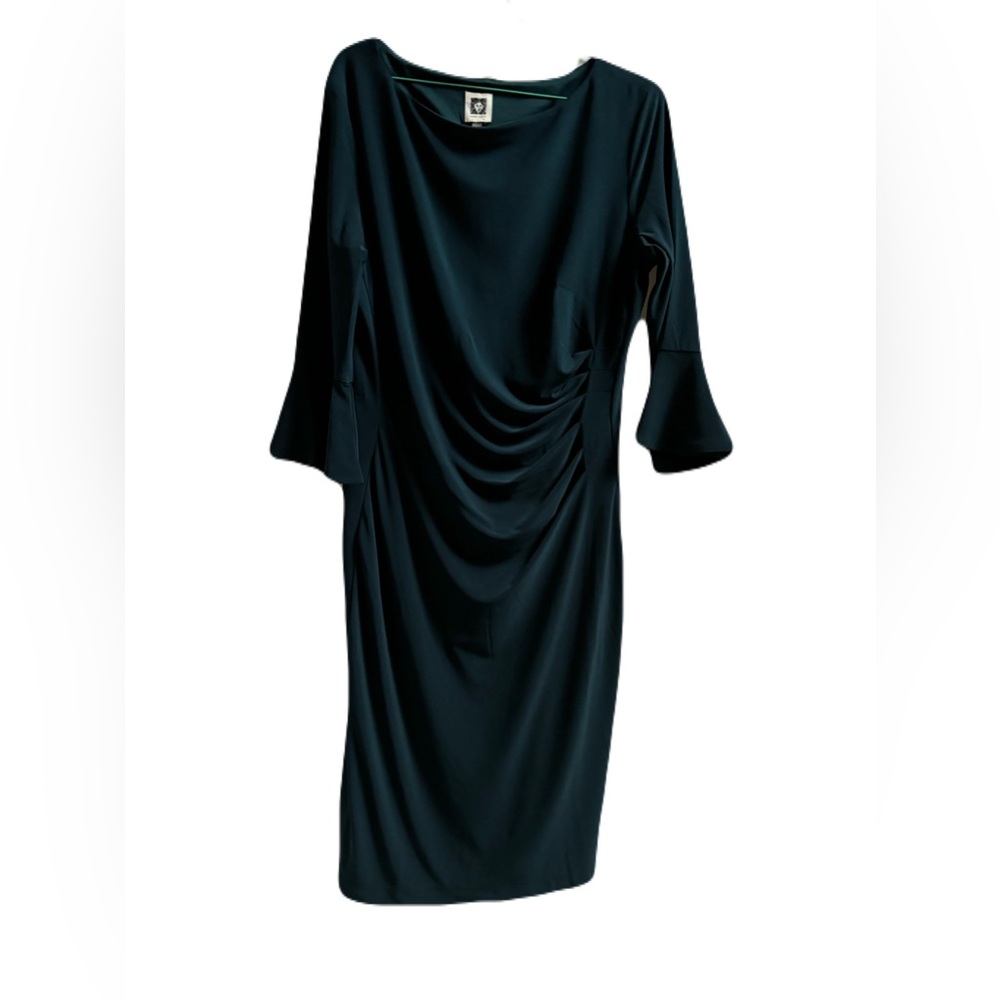 Ann Klein Teal Dress with Tulip Sleeves size 10